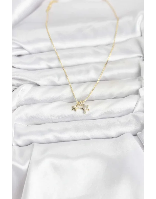 Pirinç Gold Renk Yıldız Minimal Kadın Kolye