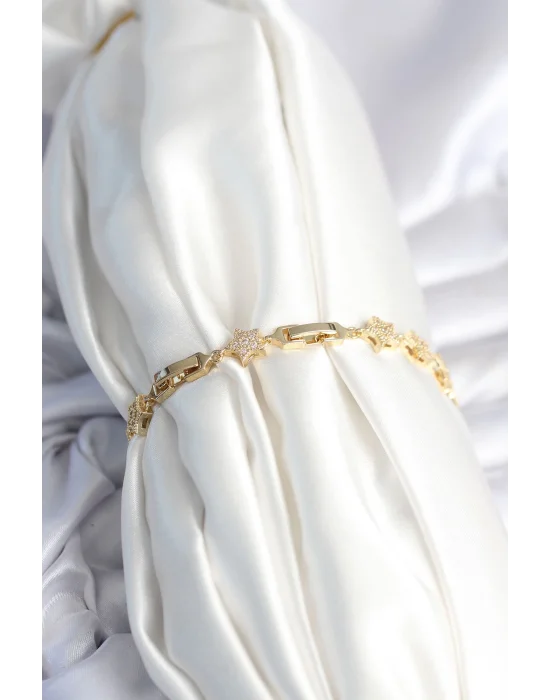 Pirinç Gold Renk Yıldız Model Kadın Bileklik