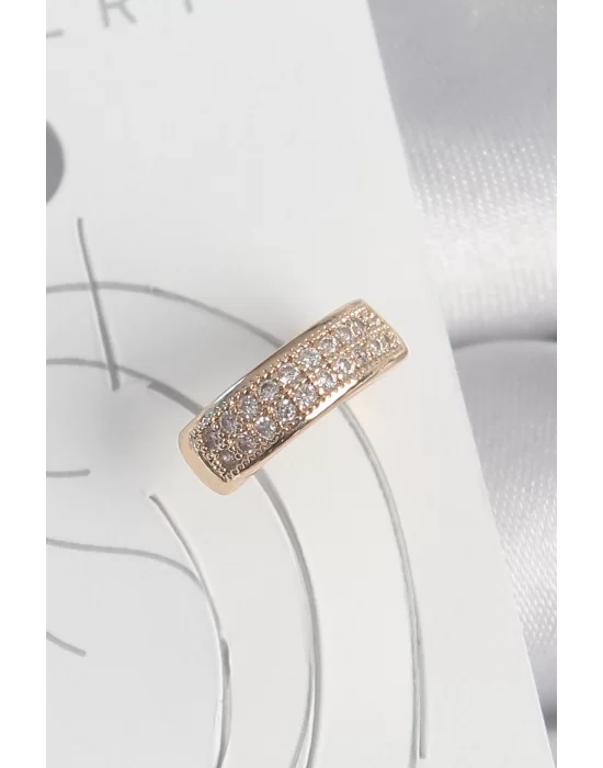 Pirinç Gold Renk Zirkon Taşlı Kadın Kıkırdak Küpe