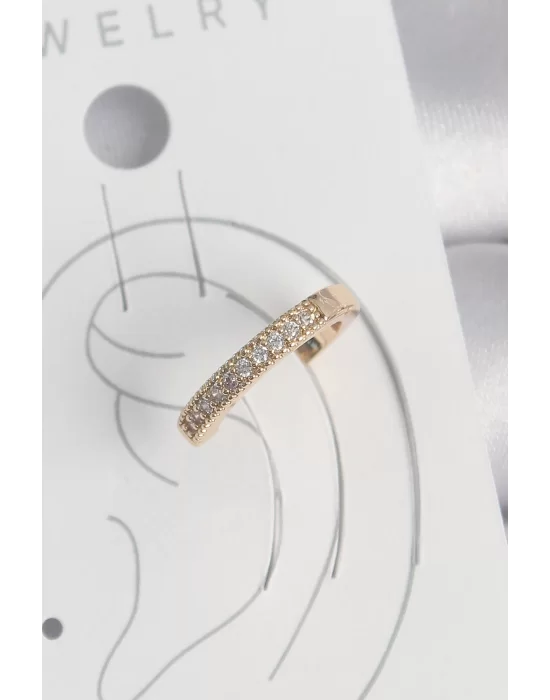 Pirinç Gold Renk Zirkon Taşlı Kadın Kıkırdak Küpe