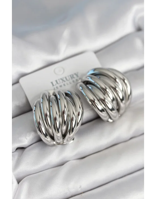 Pirinç Gümüş Renk Vintage Kadın Küpe