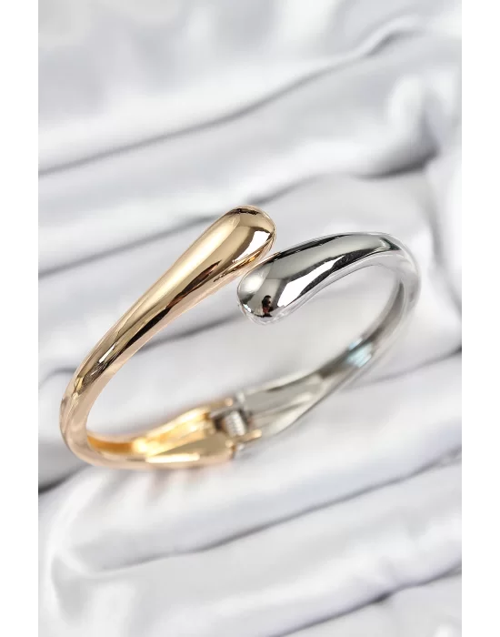 Pirinç Sarmal Model Gümüş Ve Gold Renk Kadın Kelepçe
