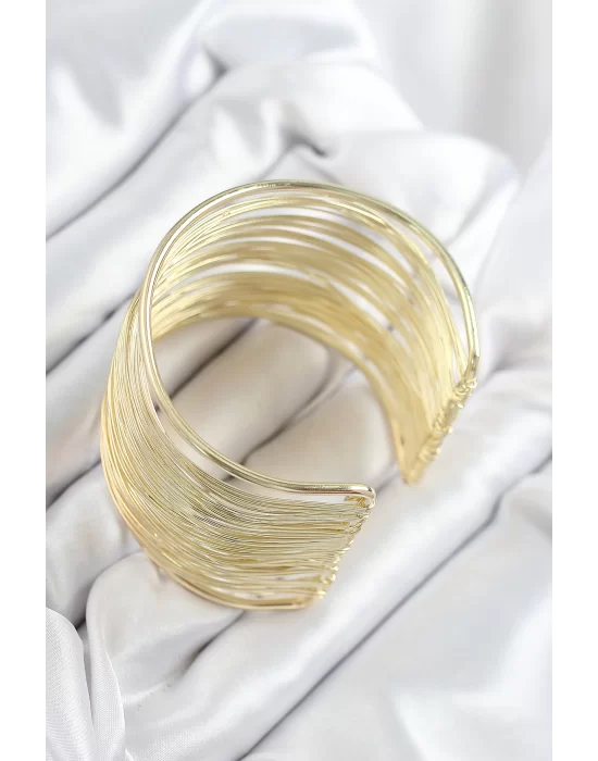 Pirinç Tel Sarma Model Gold Renk Kadın Bileklilk