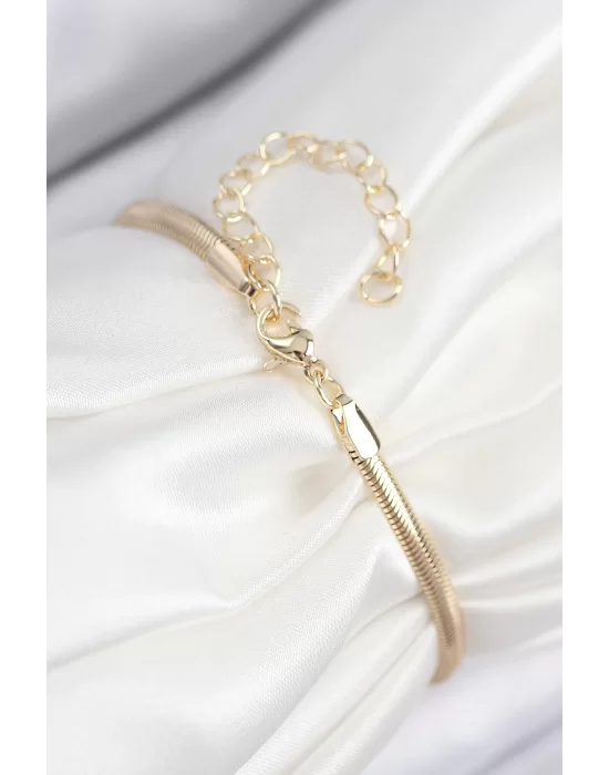 Pirinç Zirkon Taşlı Kalp Model Gold Renk Kadın Bileklik