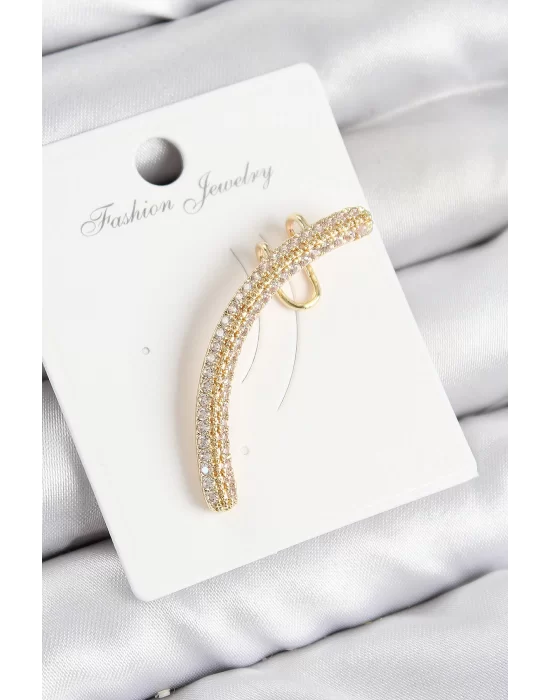 Pirinç Zirkon Taşlı Model Gold Renk Sağ Kıkırdak Küpe