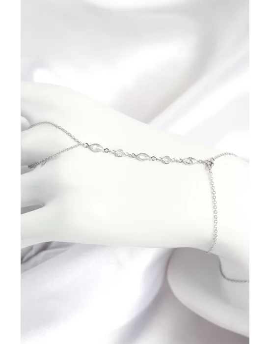 Pirinç Zirkon Taşlı Y Model Gümüş Renk Kadın Şahmeran