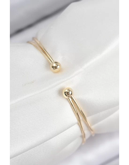 Pirinç Zirkon Taşlı Yonca Model Gold Renk Kadın Bileklik