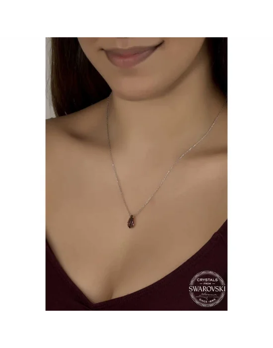 Swarovski Crystal Taşlı Ametist Gümüş Kadın Kolye