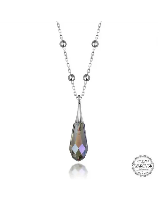 Swarovski Crystal Taşlı Ametist Top Zincir Gümüş Kadın Kolye