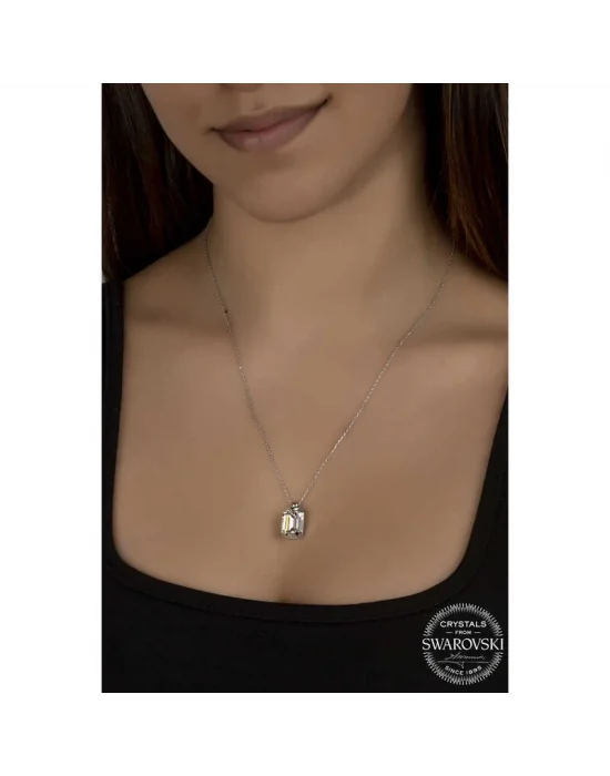 Swarovski Crystal Taşlı Baget Gümüş Kadın Kolye
