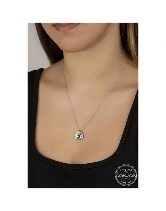 Swarovski Crystal Taşlı Çerçeveli Gümüş Kadın Kolye