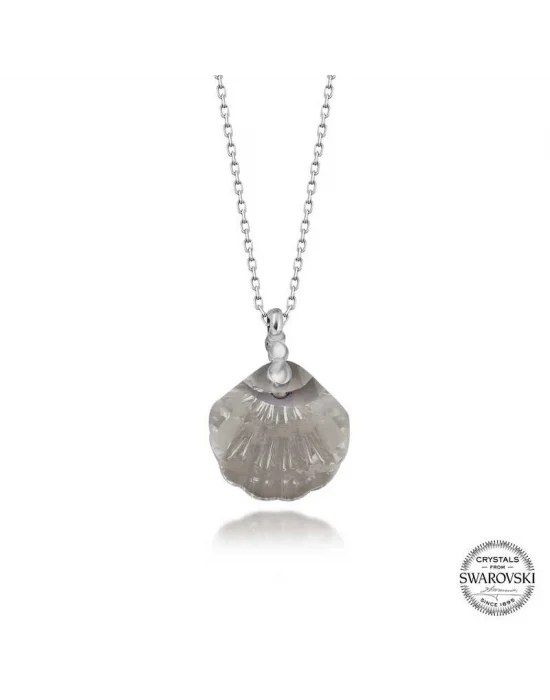 Swarovski Crystal Taşlı Deniz Kabuğu Gümüş Kadın Kolye