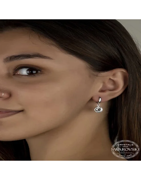 Swarovski Crystal Taşlı Gümüş Beyaz Sallantılı Kadın Küpe