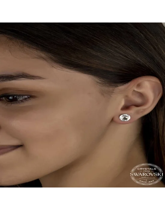 Swarovski Crystal Taşlı Gümüş Çivili Kadın Küpe