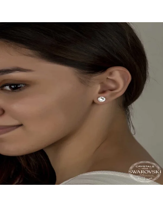 Swarovski Crystal Taşlı Gümüş  Çivili Kadın Küpe