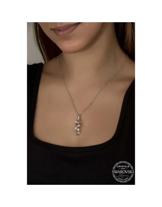 Swarovski Crystal Taşlı Salkım Gümüş Kadın Kolye