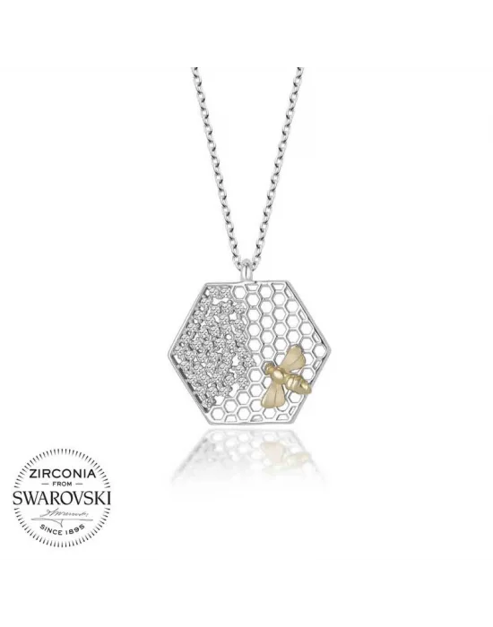Swarovski Taşlı Gümüş Arı Bayan Kolye