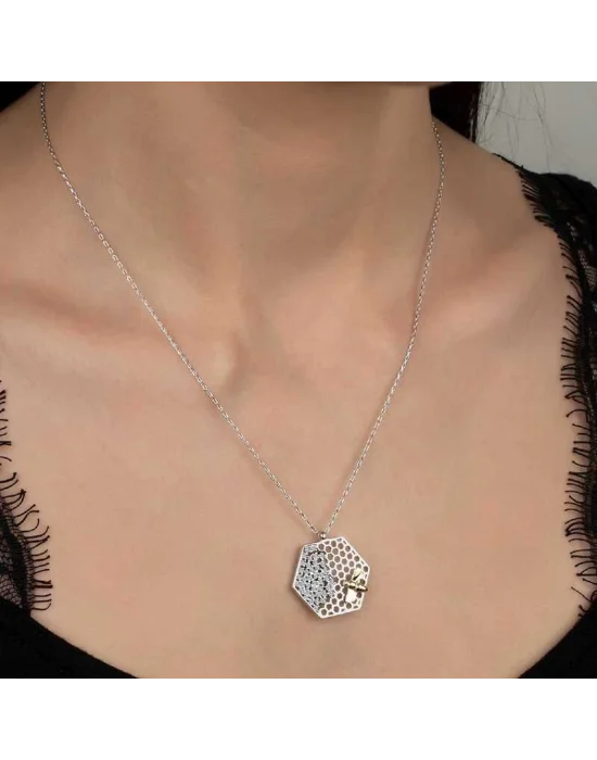 Swarovski Taşlı Gümüş Arı Bayan Kolye