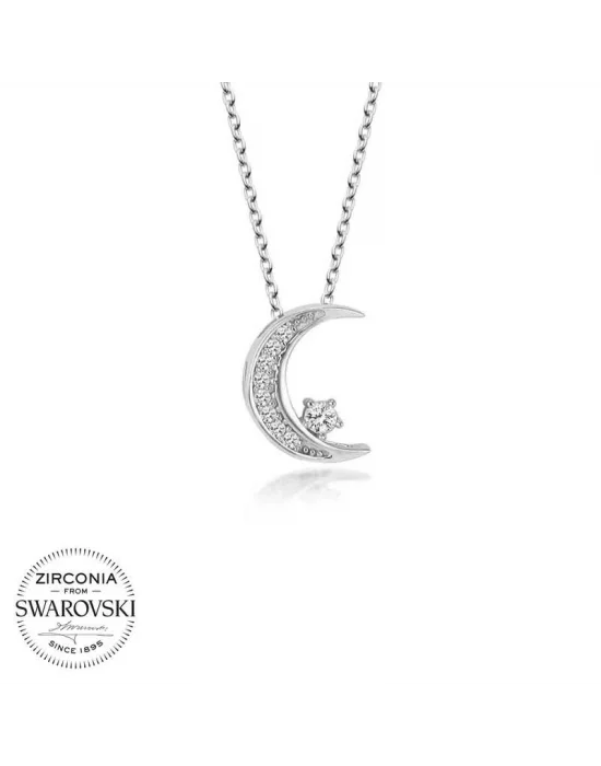 Swarovski Taşlı Gümüş Ayyıldız Bayan Kolye