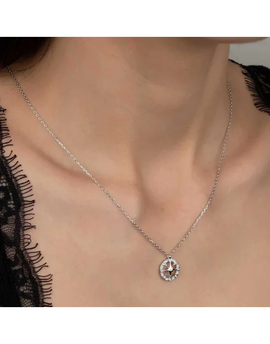 Swarovski Taşlı Gümüş Çember Bayan Kolye