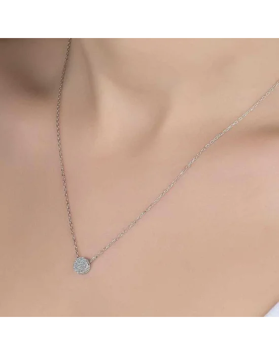 Swarovski Taşlı Gümüş Çember Bayan Kolye