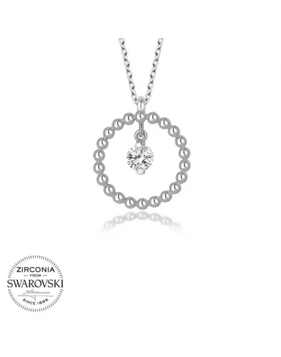 Swarovski Taşlı Gümüş Çember Tektaş Bayan Kolye