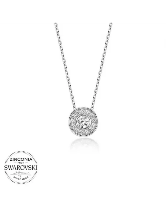 Swarovski Taşlı Gümüş Çember Tektaş Bayan Kolye