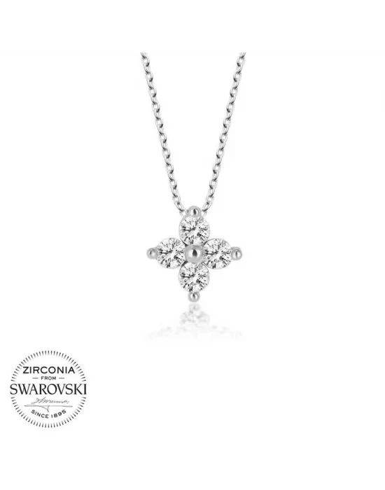 Swarovski Taşlı Gümüş Çiçek Bayan  Kolye
