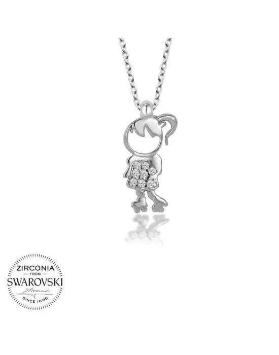 Swarovski Taşlı Gümüş Çocuk Bayan Kolye