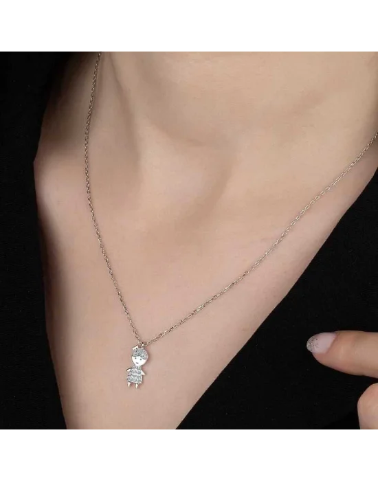 Swarovski Taşlı Gümüş Çocuk Bayan Kolye