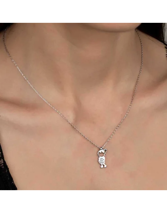 Swarovski Taşlı Gümüş Çocuk Bayan Kolye