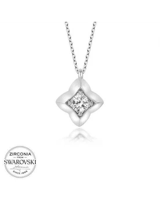 Swarovski Taşlı Gümüş Dörtgen Bayan Kolye