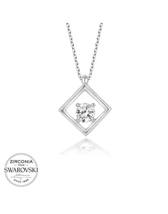 Swarovski Taşlı Gümüş Dörtgen Bayan Kolye