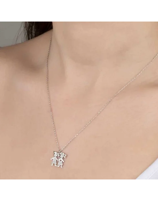 Swarovski Taşlı Gümüş Erkek Kız Çocuk Bayan Kolye