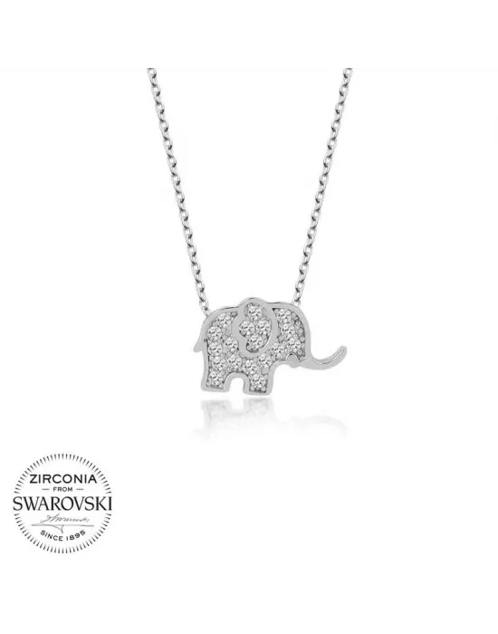 Swarovski Taşlı Gümüş Fil Bayan Kolye