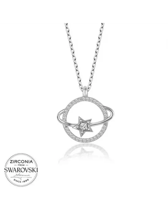 Swarovski Taşlı Gümüş Gezegen Bayan Kolye