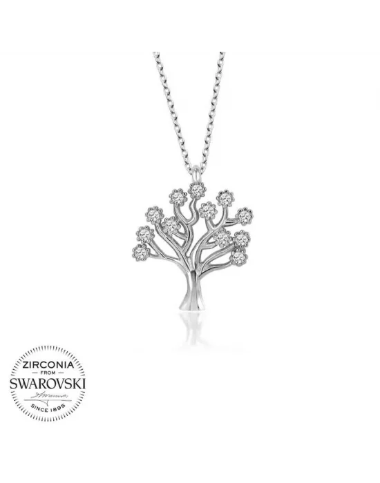 Swarovski Taşlı Gümüş Hayat Ağacı Bayan Kolye