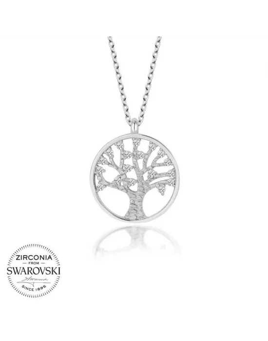 Swarovski Taşlı Gümüş Hayat Ağacı Bayan Kolye