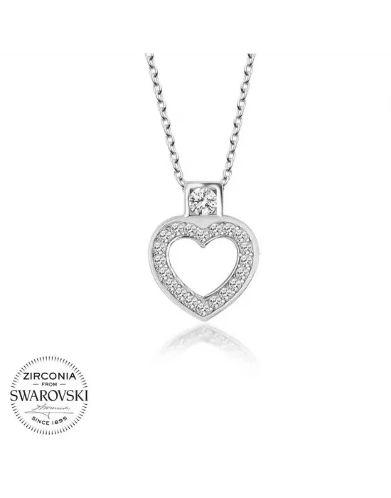 Swarovski Taşlı Gümüş Kalp Bayan Kolye