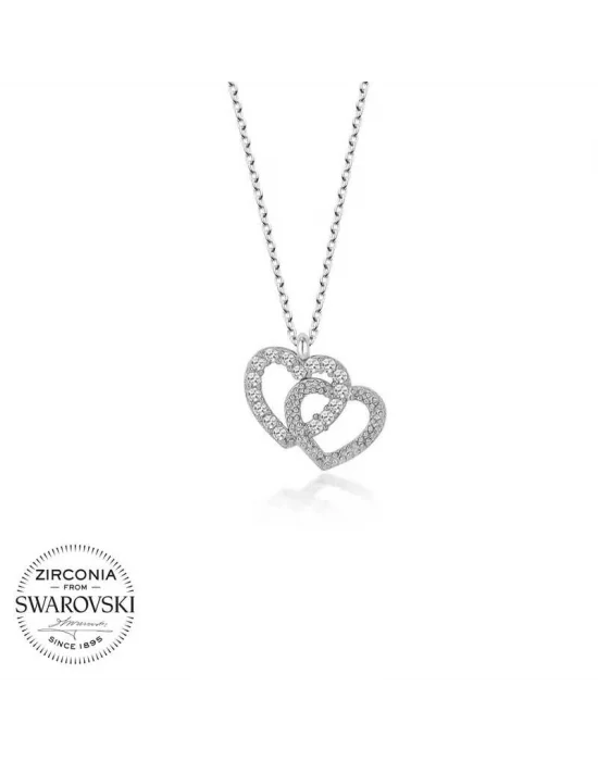 Swarovski Taşlı Gümüş Kalp Bayan Kolye