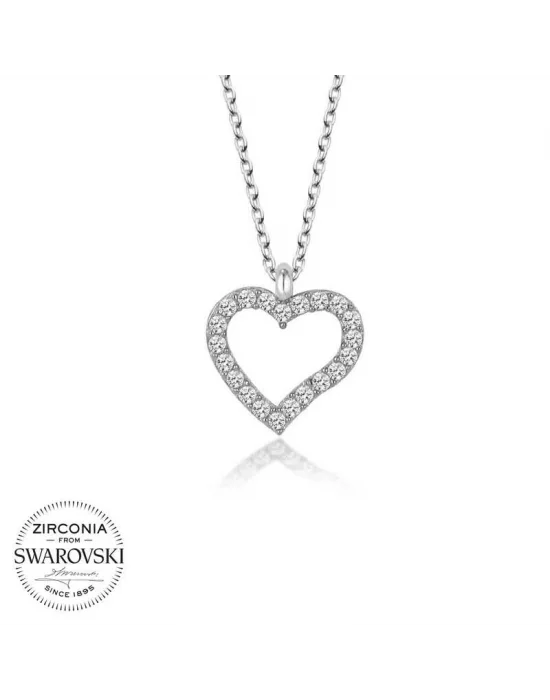 Swarovski Taşlı Gümüş Kalp Bayan Kolye