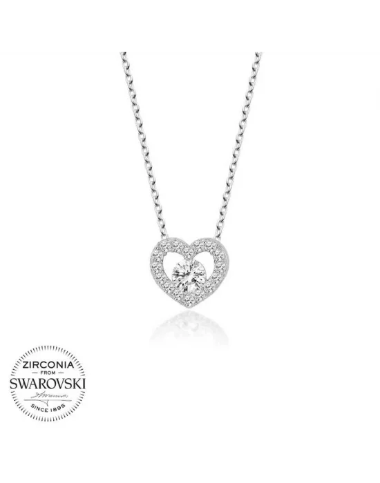 Swarovski Taşlı Gümüş Kalp Bayan Kolye