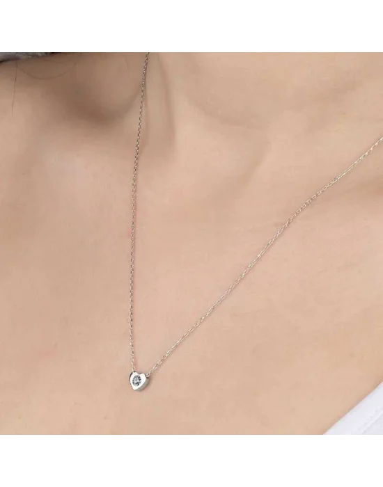 Swarovski Taşlı Gümüş Kalp Bayan Kolye