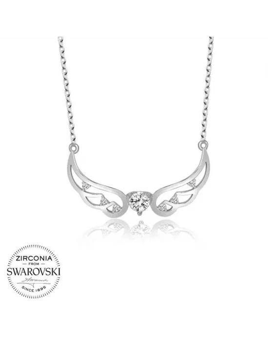 Swarovski Taşlı Gümüş Kanat Bayan Kolye