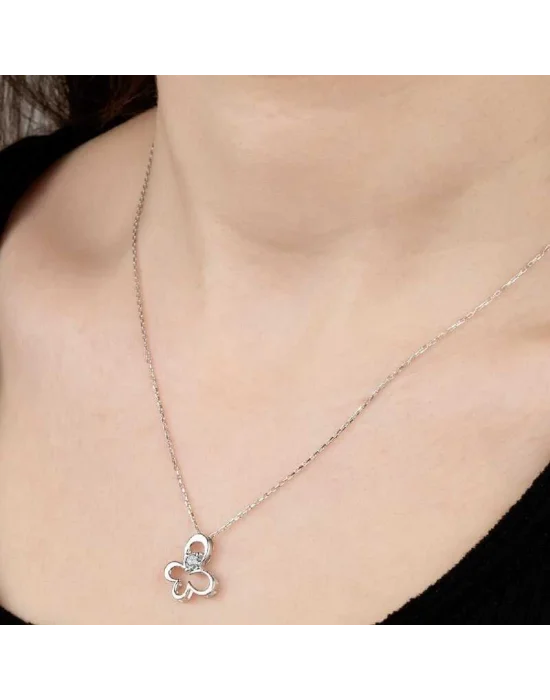Swarovski Taşlı Gümüş Kelebek Bayan Kolye