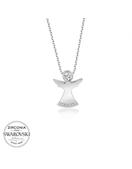 Swarovski Taşlı Gümüş Melek Bayan Kolye