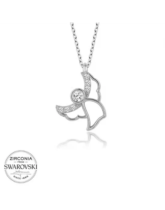 Swarovski Taşlı Gümüş Melek Bayan Kolye