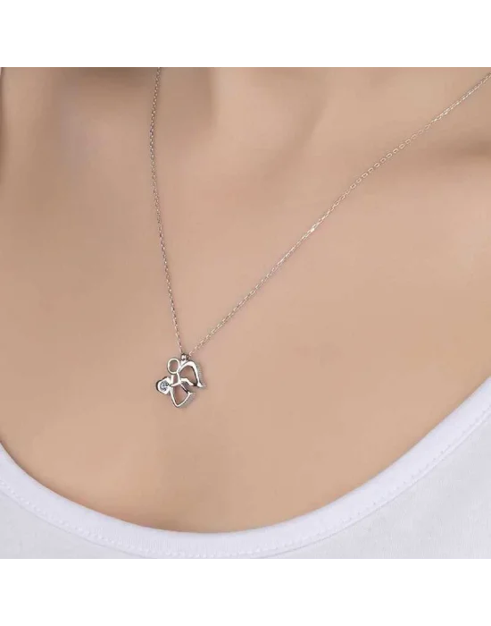 Swarovski Taşlı Gümüş Melek Bayan Kolye