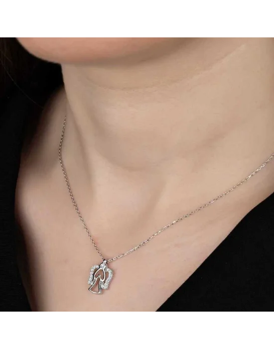 Swarovski Taşlı Gümüş Melek Bayan Kolye