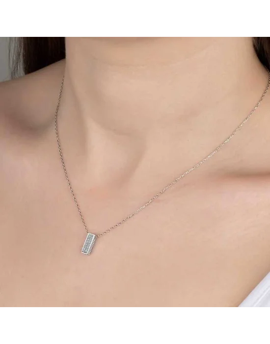 Swarovski Taşlı Gümüş Sırataş Bayan Kolye